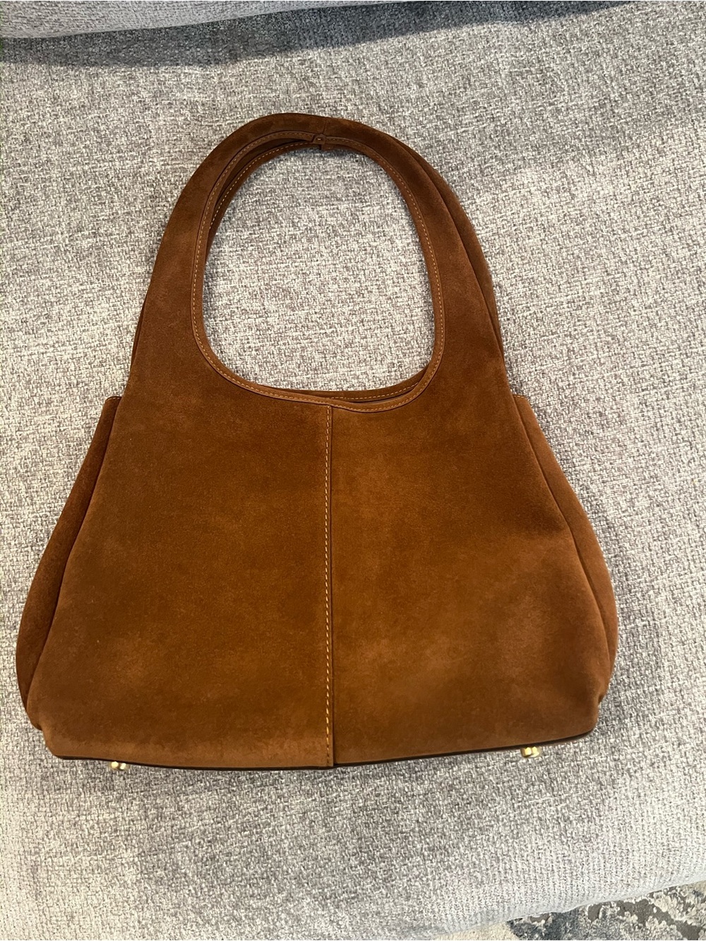 Coach Brown Suede Shoulder Bag with Gold Hardware - Picture 3 of 5